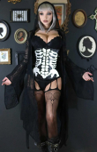 KORZET Faux Leather Skeleton Underbust Corset  