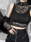 Dámský gothic crop top SKULL MESH  