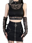 Dámský gothic crop top SKULL MESH  