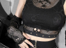 Dámský gothic crop top SKULL MESH  