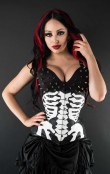 KORZET Faux Leather Skeleton Underbust Corset  