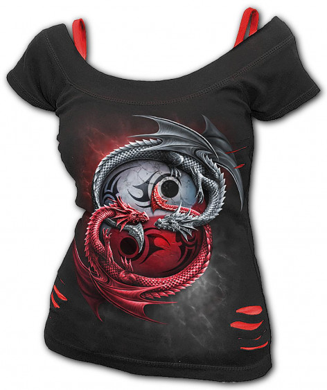 Dámské Tričko s drakem Spiral YIN YANG DRAGONS LG221158  