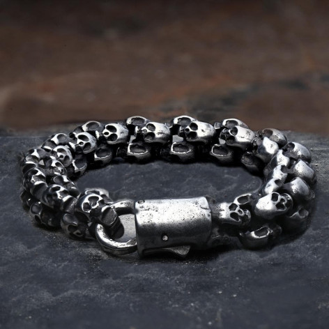 Náramek nerezová ocel VINTAGE SKULL - BLACK  