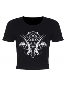 Dámské tričko Goat Skull Pentagram Crop Top