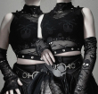 Dámský gothic crop top SKULL MESH  