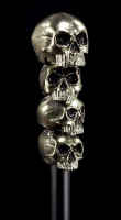 Vycházková hůl s lebkou Three Metal Skulls  