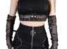 Dámský gothic crop top SKULL MESH  