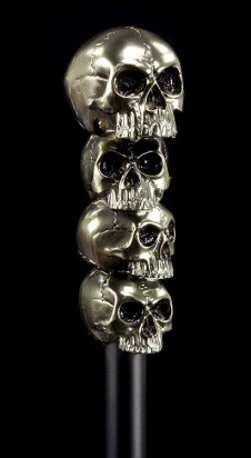 Vycházková hůl s lebkou Three Metal Skulls